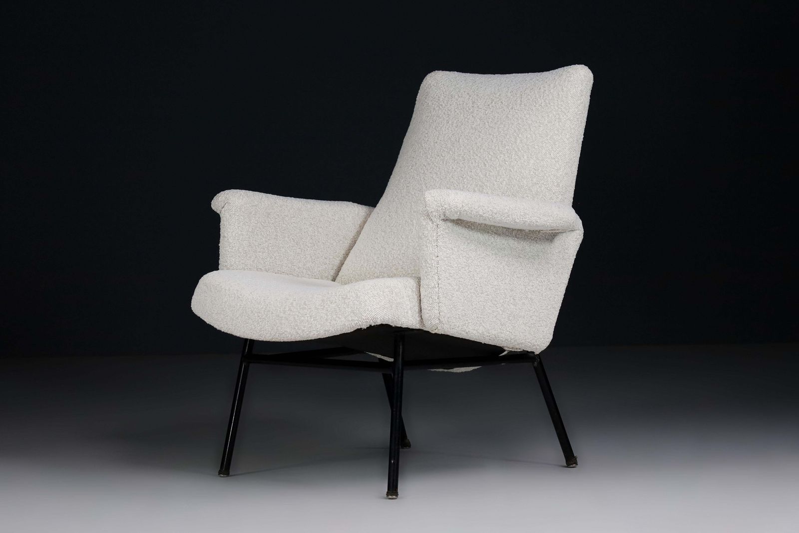 Mid 20th Sk660 Armchair By Pierre Guariche In New Bouclé Upholstery France, 1953 photo furniture