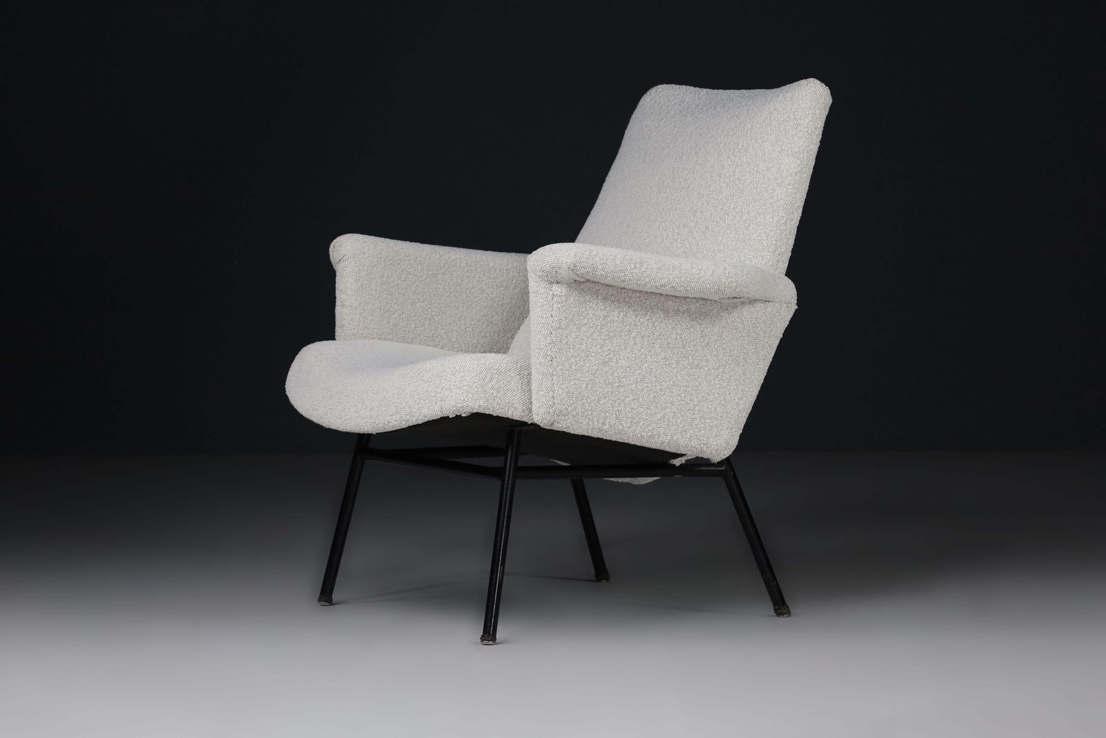 Mid 20th Sk660 Armchair By Pierre Guariche In New Bouclé Upholstery France, 1953 photo buy