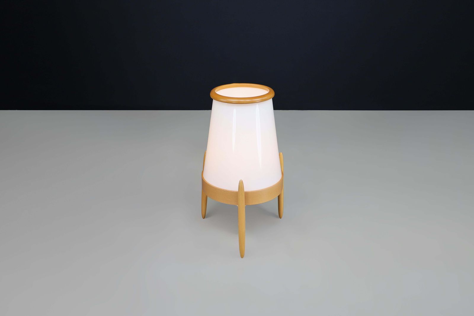 Large Modern Opaline Glass And Ash Floor Lamp By Uluv, Cz 1960s photo 934.0