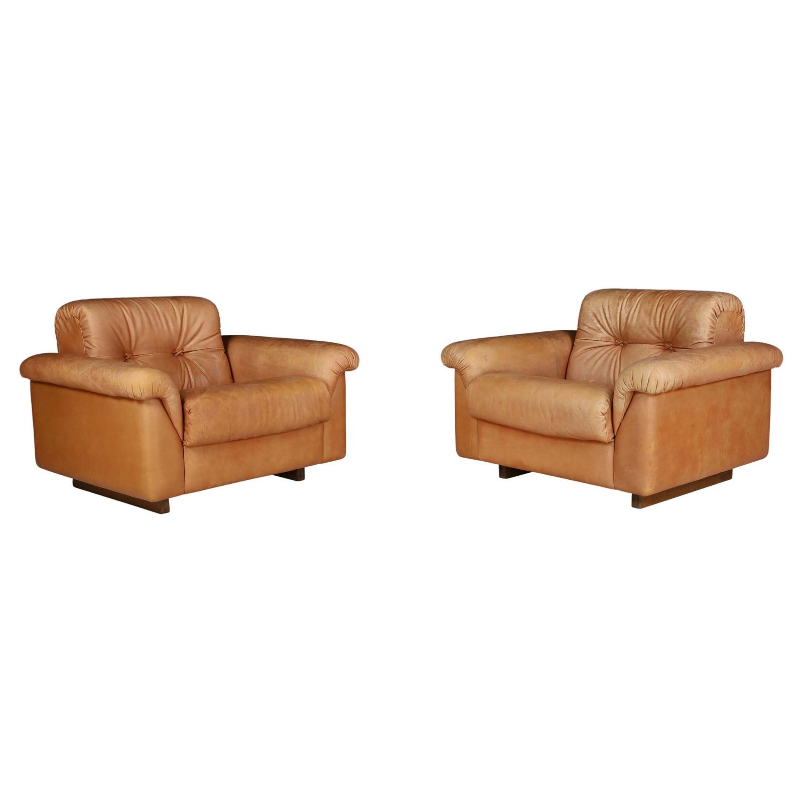 Set Of 2 De Sede Ds 45 Leather Lounge Chairs, Switzerland, 1970s