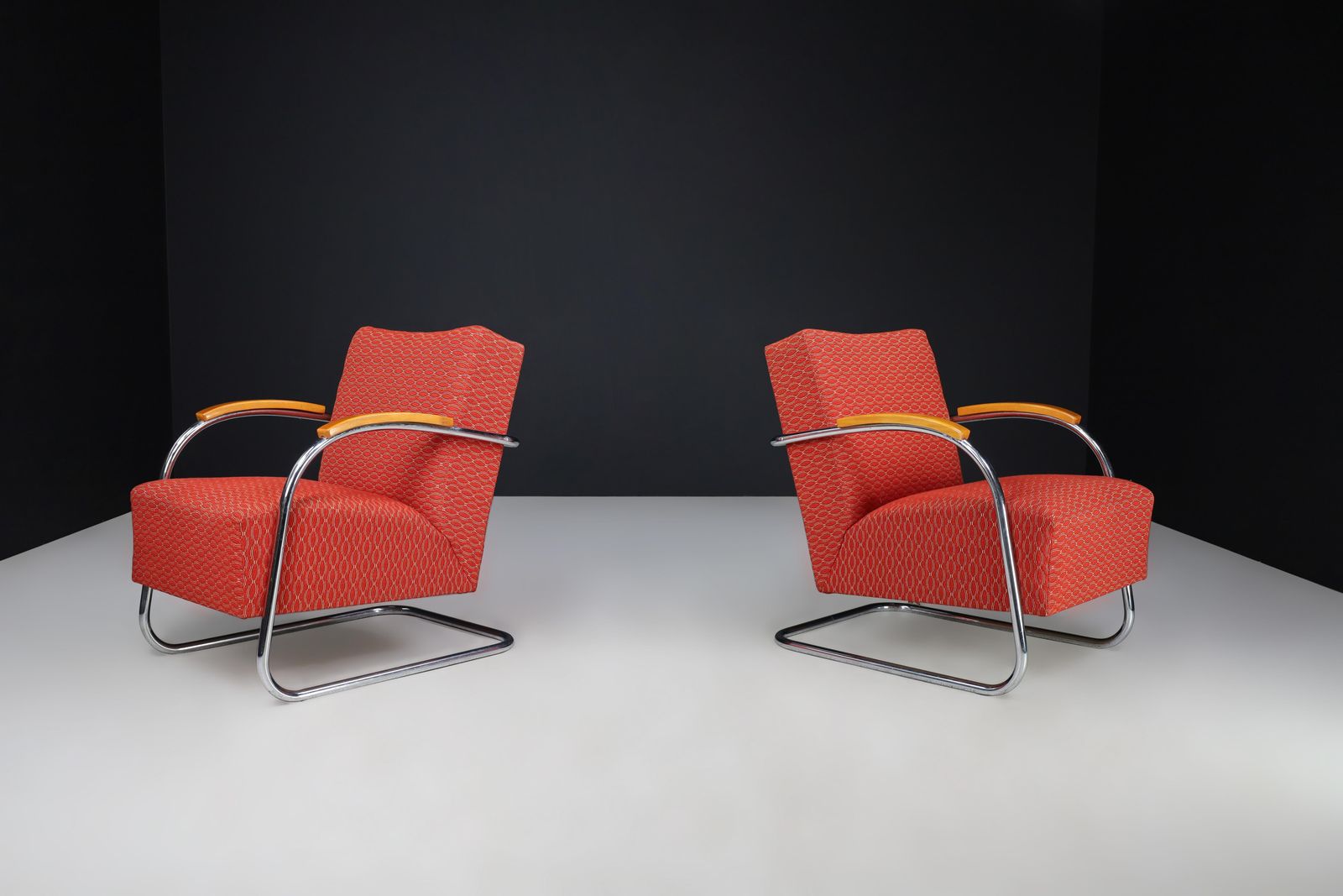 Mucke & Melder Bauhaus Original Upholstered Armchairs, Czech Republic 1930s photo furniture