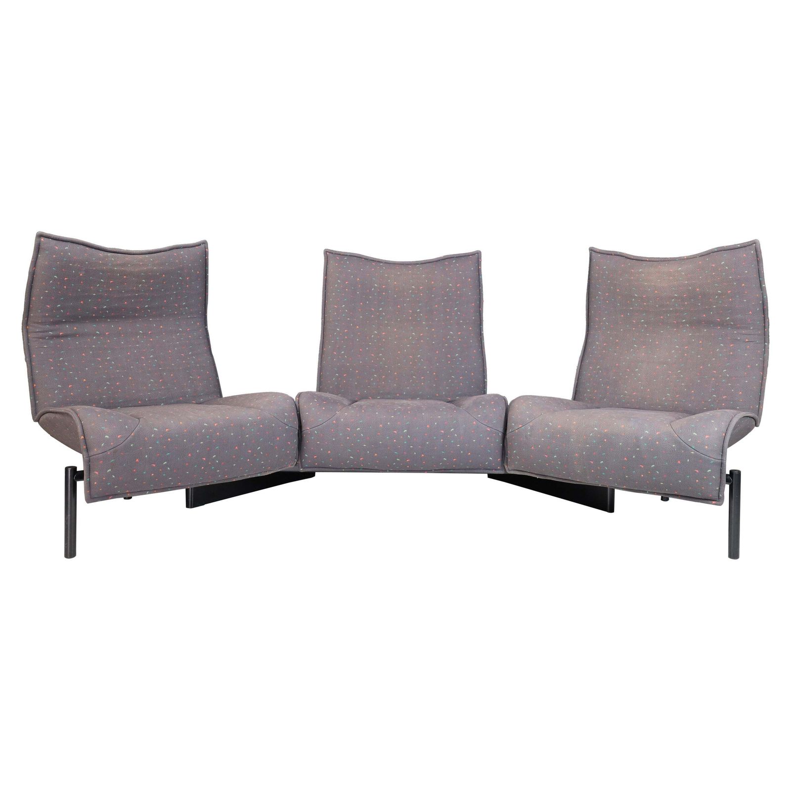 'Veranda' 3 Seater Fabric Sofa By Vico Magistretti For Cassina, Italy, 1980s