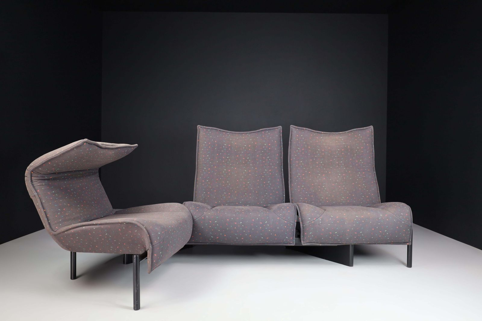 'Veranda' 3 Seater Fabric Sofa By Vico Magistretti For Cassina, Italy, 1980s photo buy