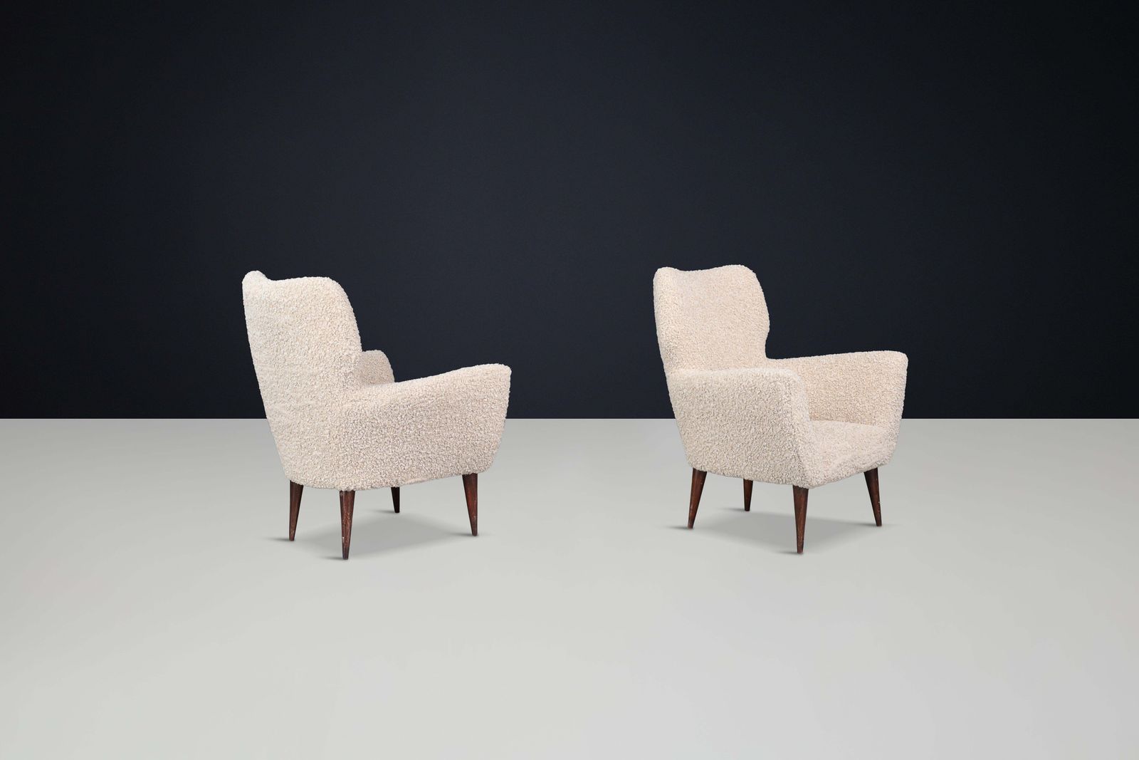 Mid Century Teddy Upholstered Armchairs The Style Of Gio Ponti, Italy 1950 photo for sale