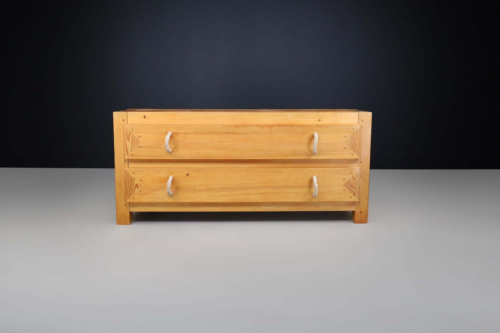 Mid Century Modern Solid Pine Drawers Cabinet / Credenza, France, 1960s photo Furniture