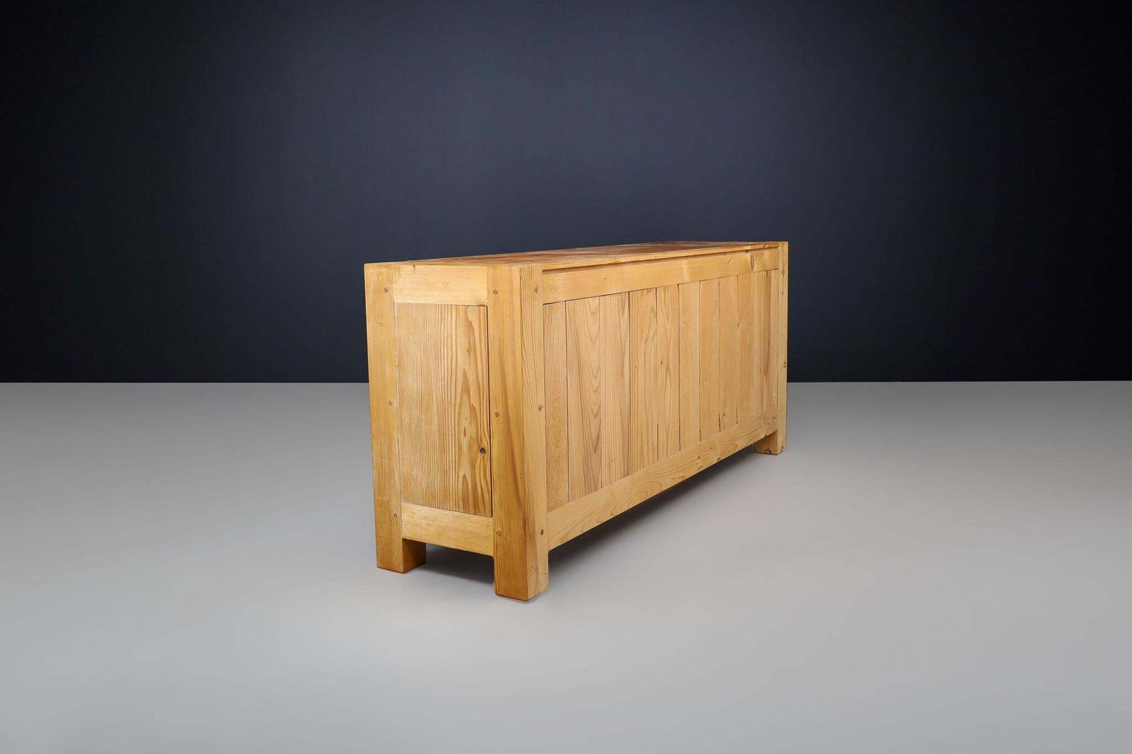 photo furniture Mid Century Modern Solid Pine Drawers Cabinet / Credenza, France, 1960s