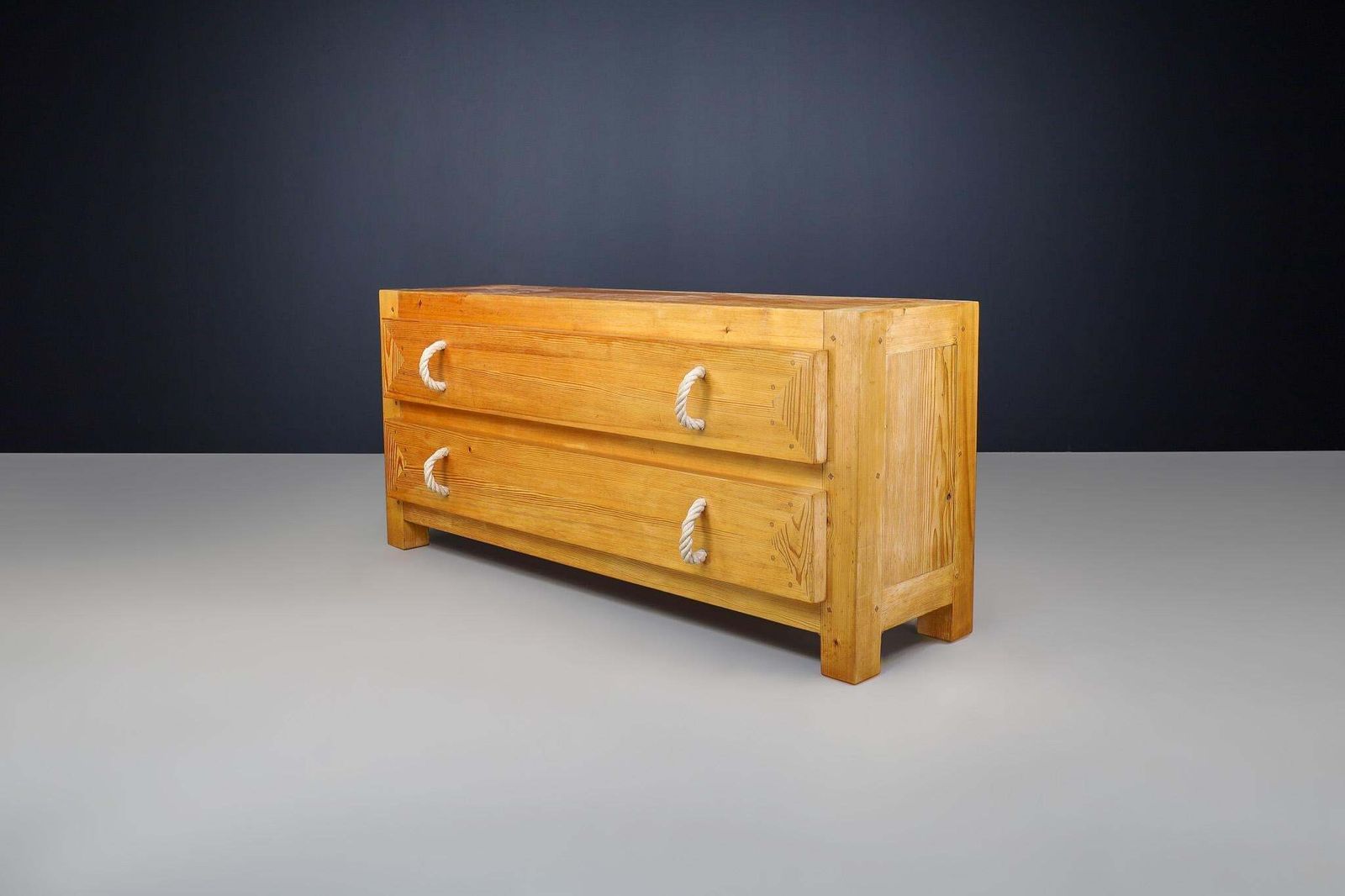 photo buy Mid Century Modern Solid Pine Drawers Cabinet / Credenza, France, 1960s