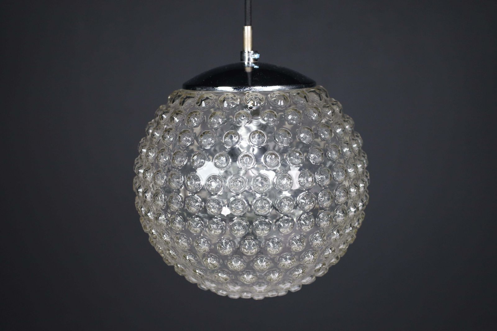 Large Set Rolf Krüger Chrome And Bubble Glass Pendant For Staff, Germany 1970s photo vinterior