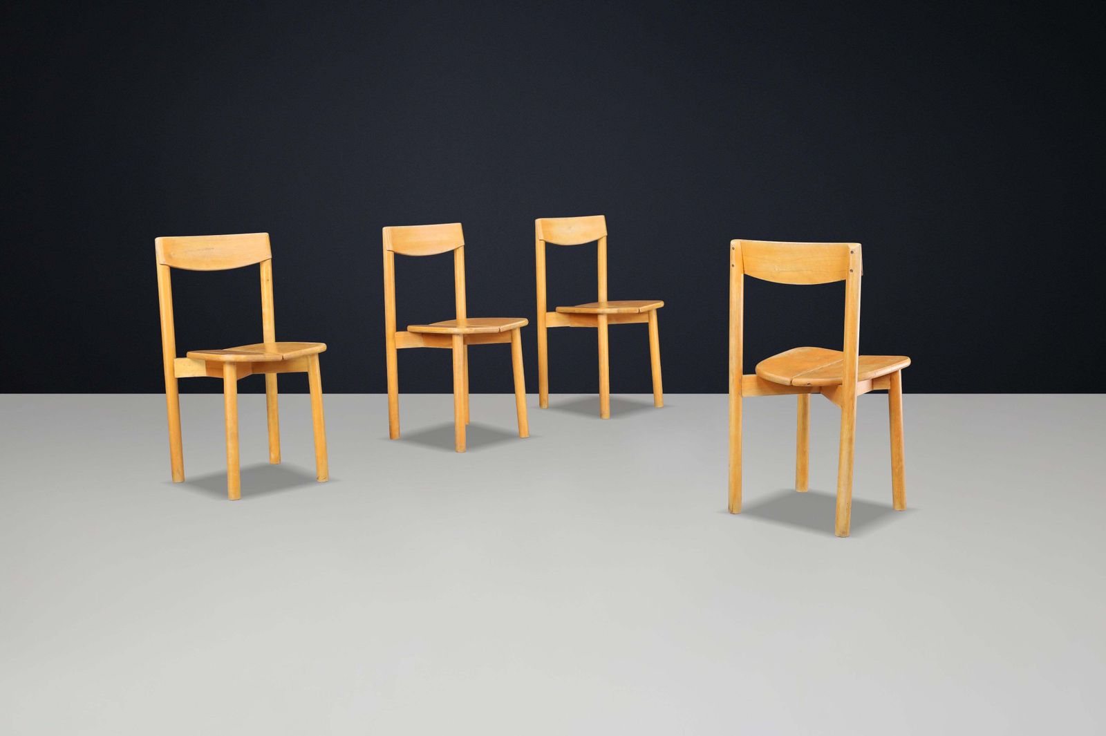 Pierre Gautier Delaye “Coffee Bean” Dining Chairs In Stained Beechwood, France photo furniture