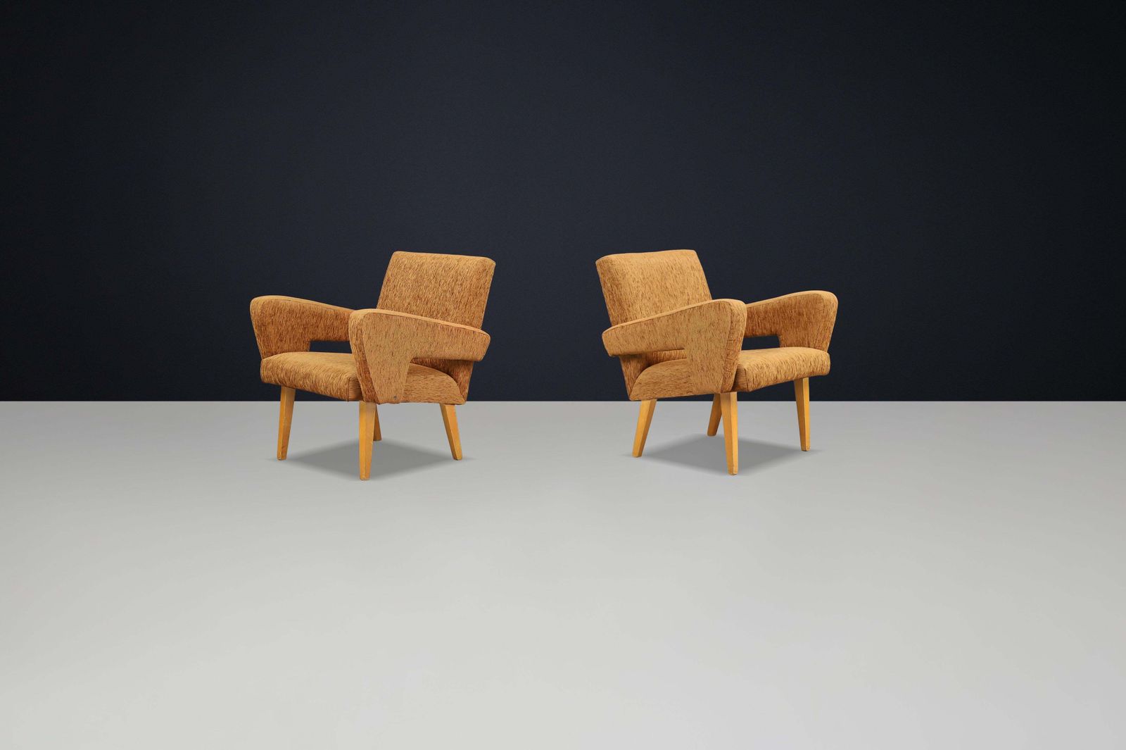 Pair Of Mid Century Lounge Chairs With Original Upholstery, 1960s Czech Republic photo furniture