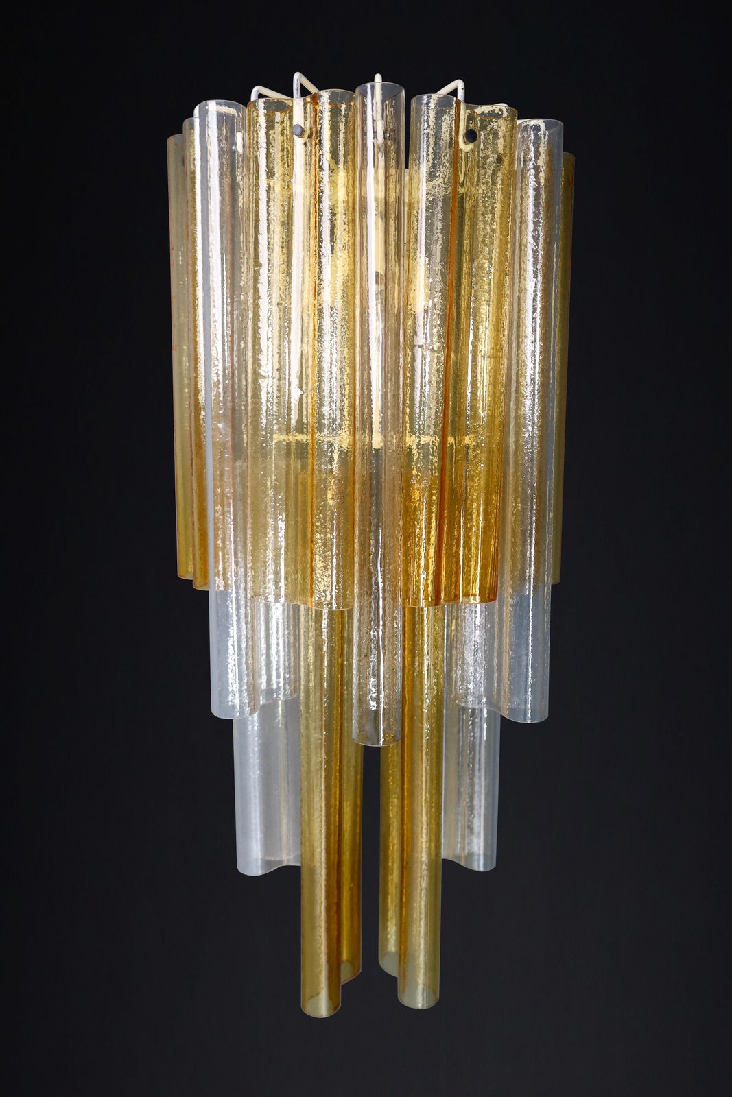 Pair Xxl Venini Wall Chandeliers With Murano Amber And Ice Glass, Italy 1960 photo 6096.0