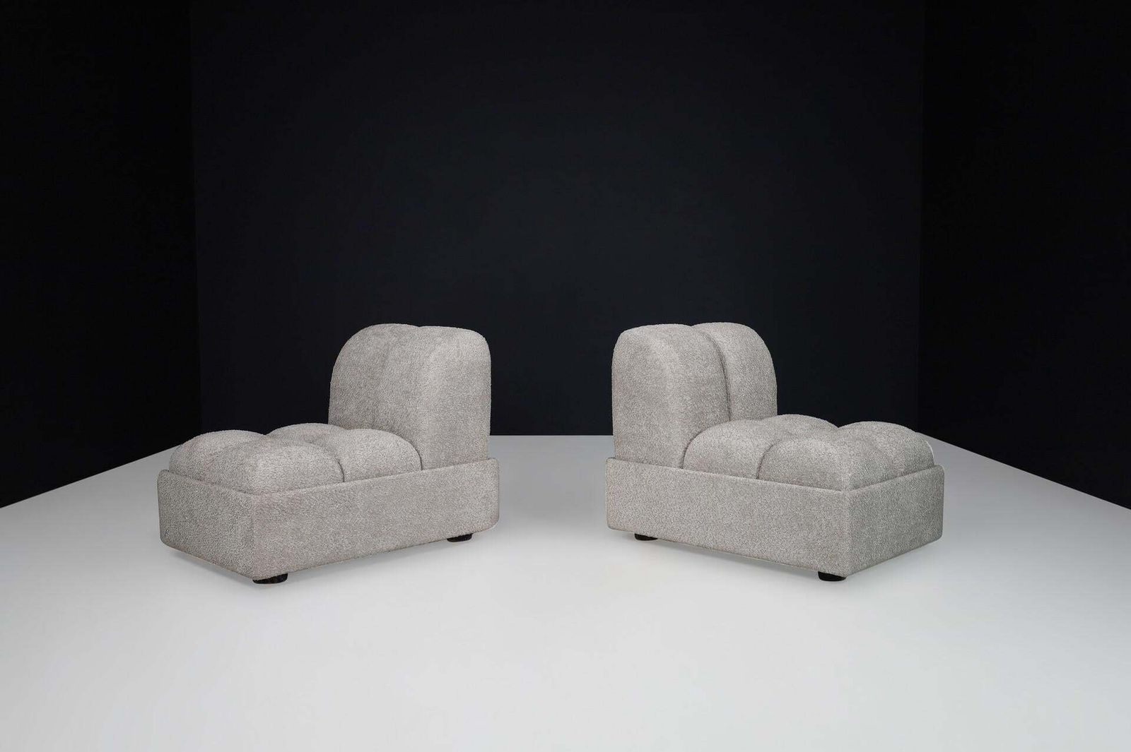 1970s Italian Mid Century Modular Sofa Set In New Bouclé, Set Of 4 Seats photo vinterior