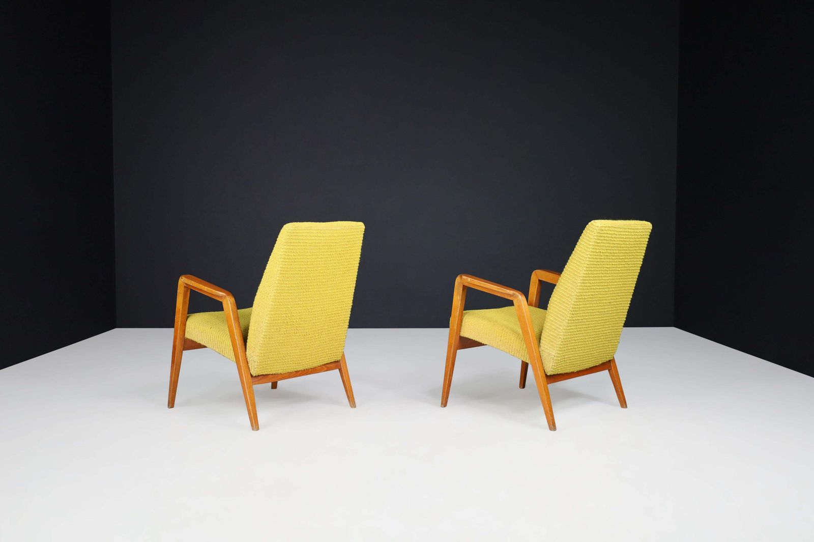 Mid Century Modern Lounge Chairs In Original Lemon Upholstery, Praque 1950s photo Furniture
