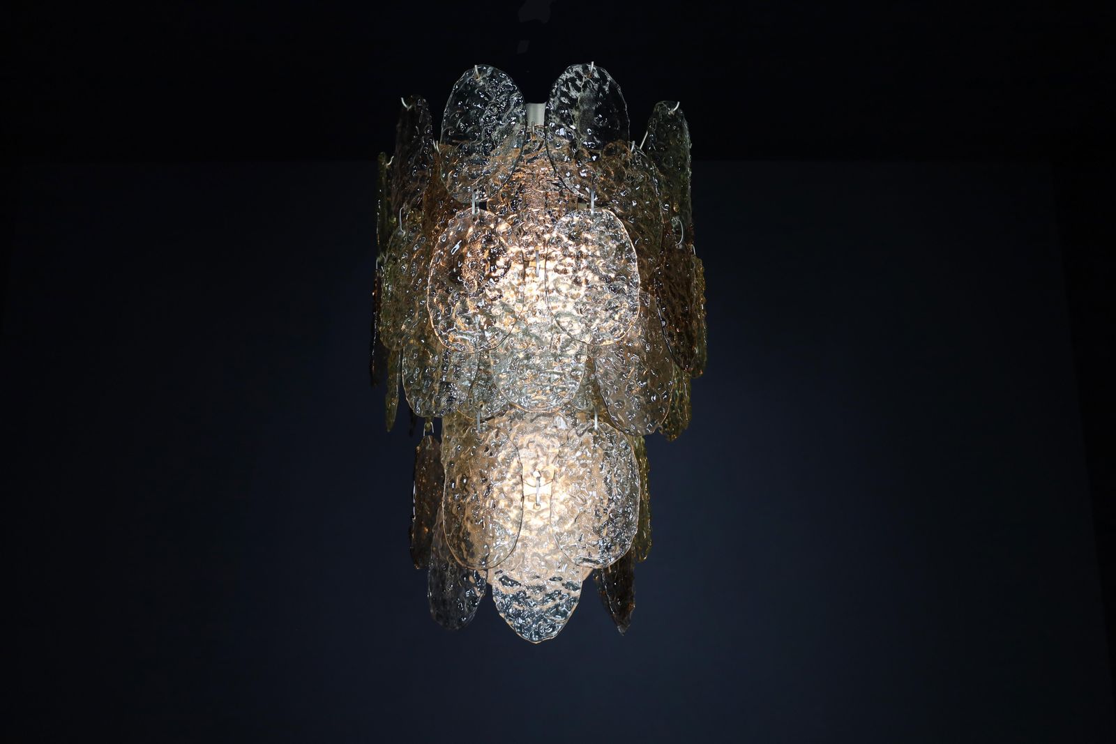 photo furniture Brutalist  Murano Waterfall Chandelier By Carlo Nason For Mazzega, Italy, 1960s