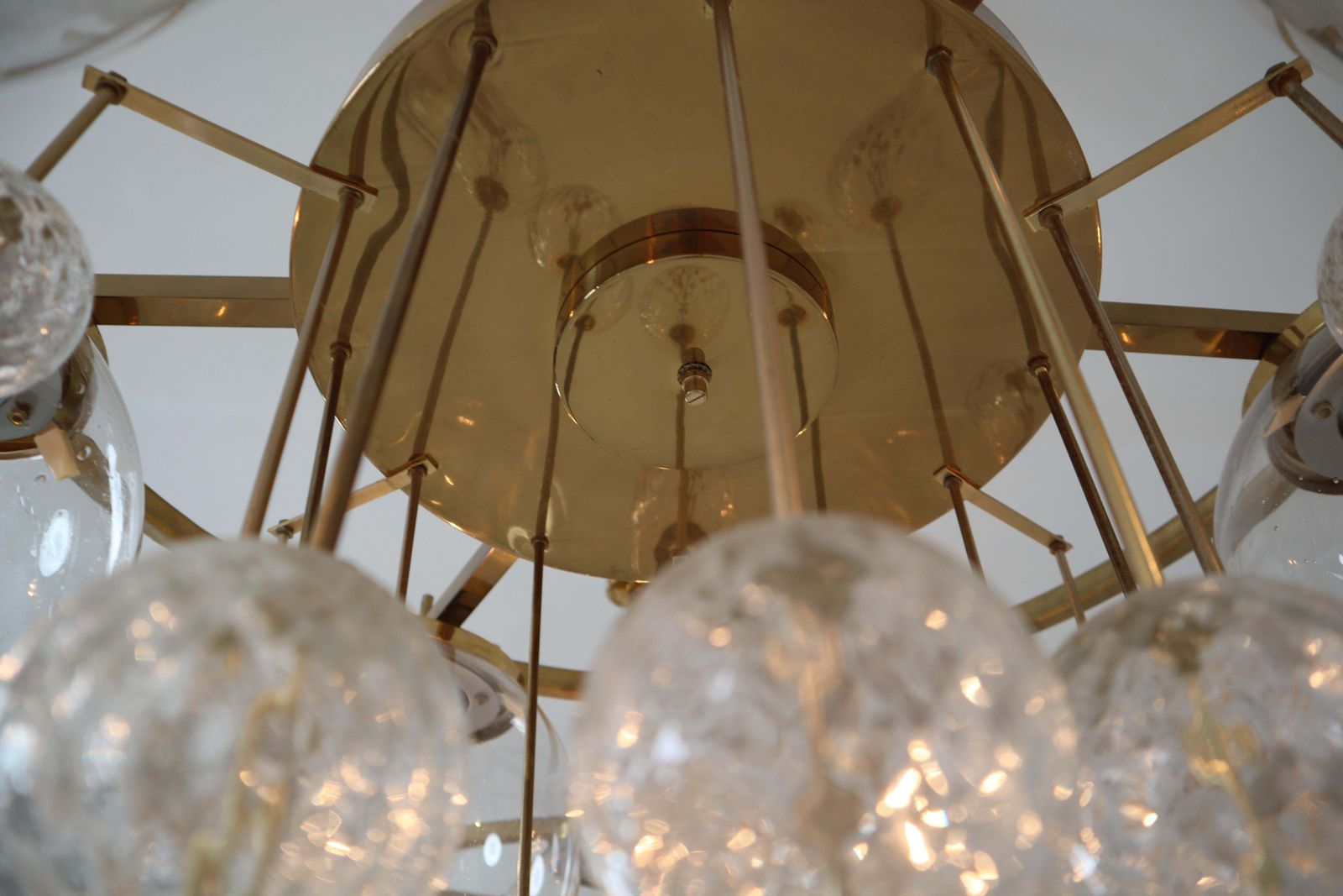 Hotel Chandelier, In Brass And Glass, Austria 1950s photo Lighting
