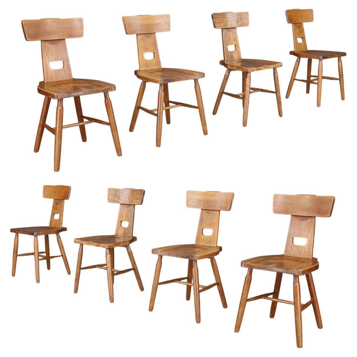 T Back Oak Dining Chair, France, 1950s – 120 Available
