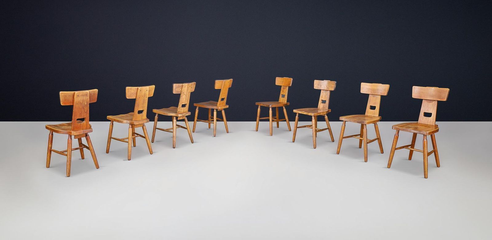 T Back Oak Dining Chair, France, 1950s – 120 Available photo for sale