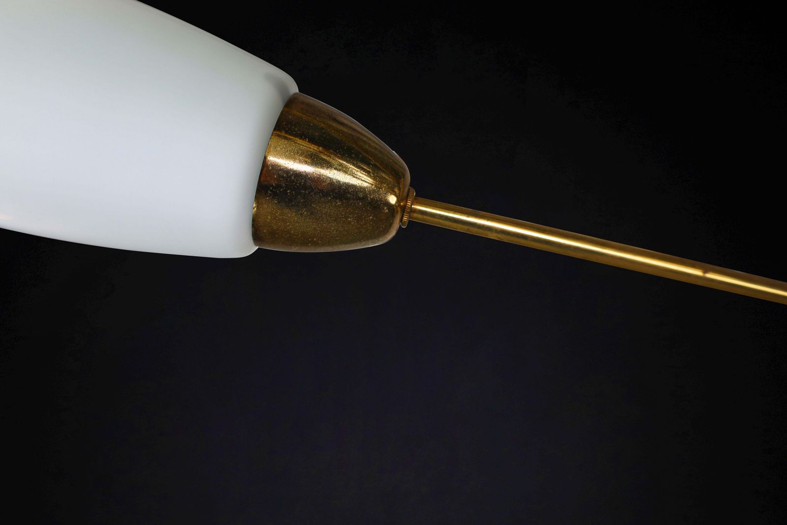 photo furniture Large Midcentury Spider Form Sputnik Chandelier In Brass And  30 Opaline Shades