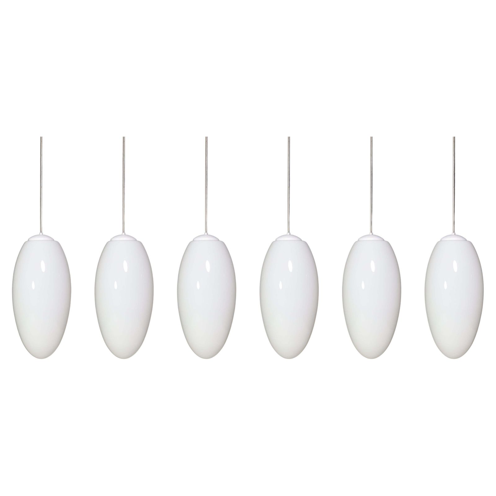 Large Set Pendants Ellipse Opaline Glass, Europe The 1960s.