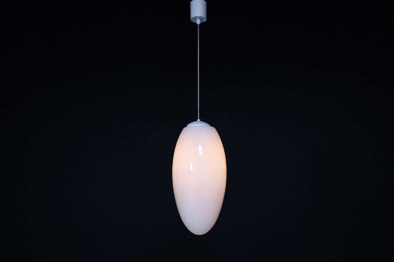 Large Set Pendants Ellipse Opaline Glass, Europe The 1960s. photo Lighting