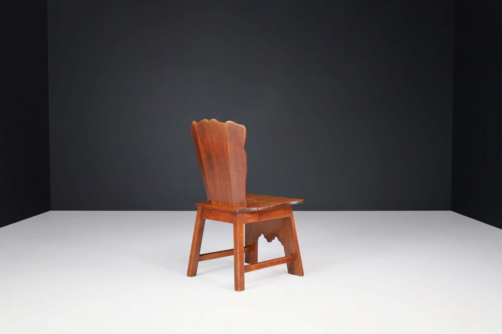 photo furniture Set Of Six Rural Oak Dining Chairs, Spain, 1950s