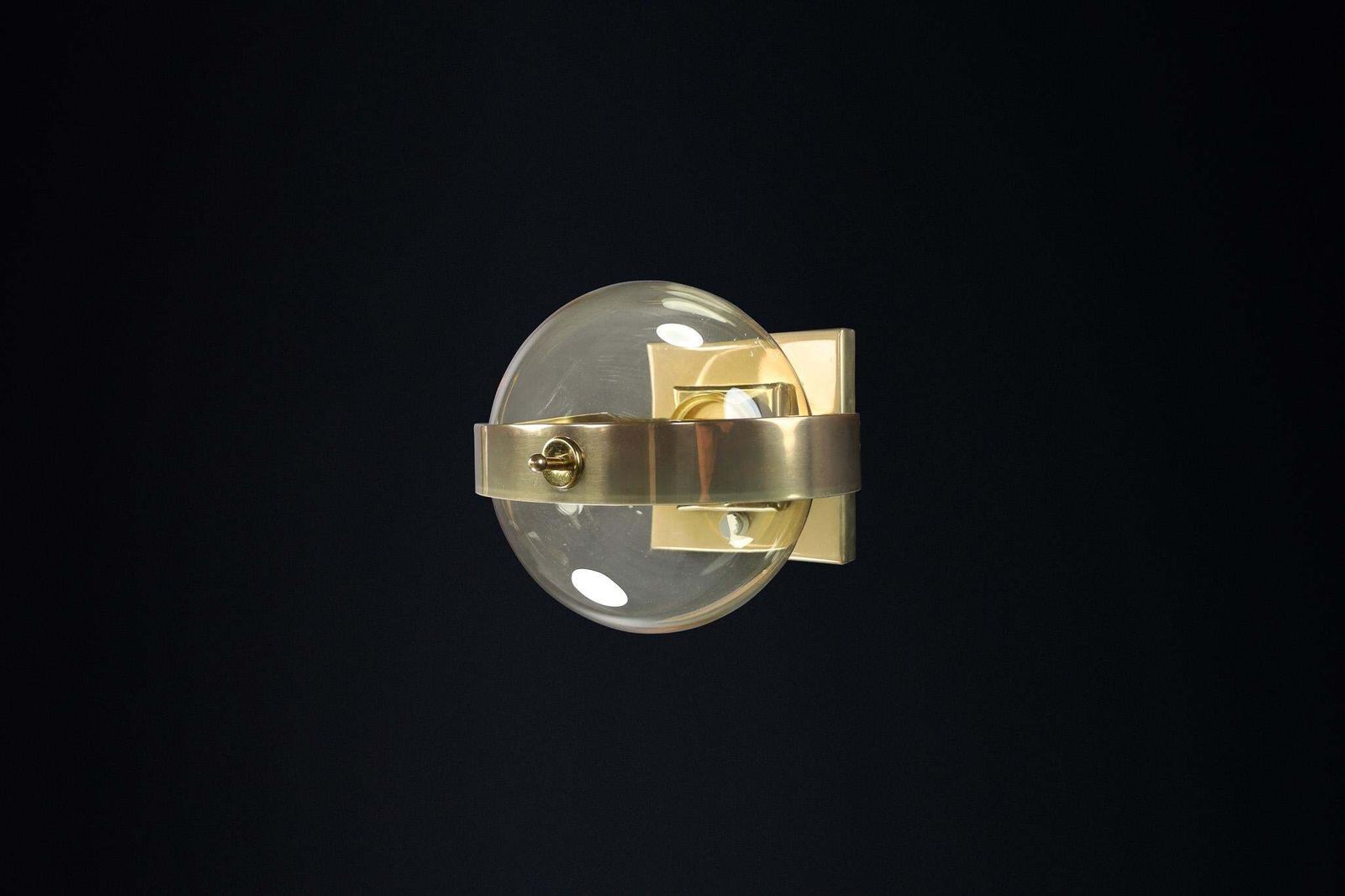 Mid Century Modern Brass And Art Glass Sconce By Preciosa, Czech Rupublic 1950s photo furniture
