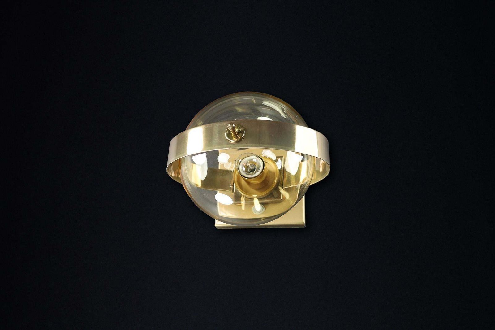 Mid Century Modern Brass And Art Glass Sconce By Preciosa, Czech Rupublic 1950s photo Lighting