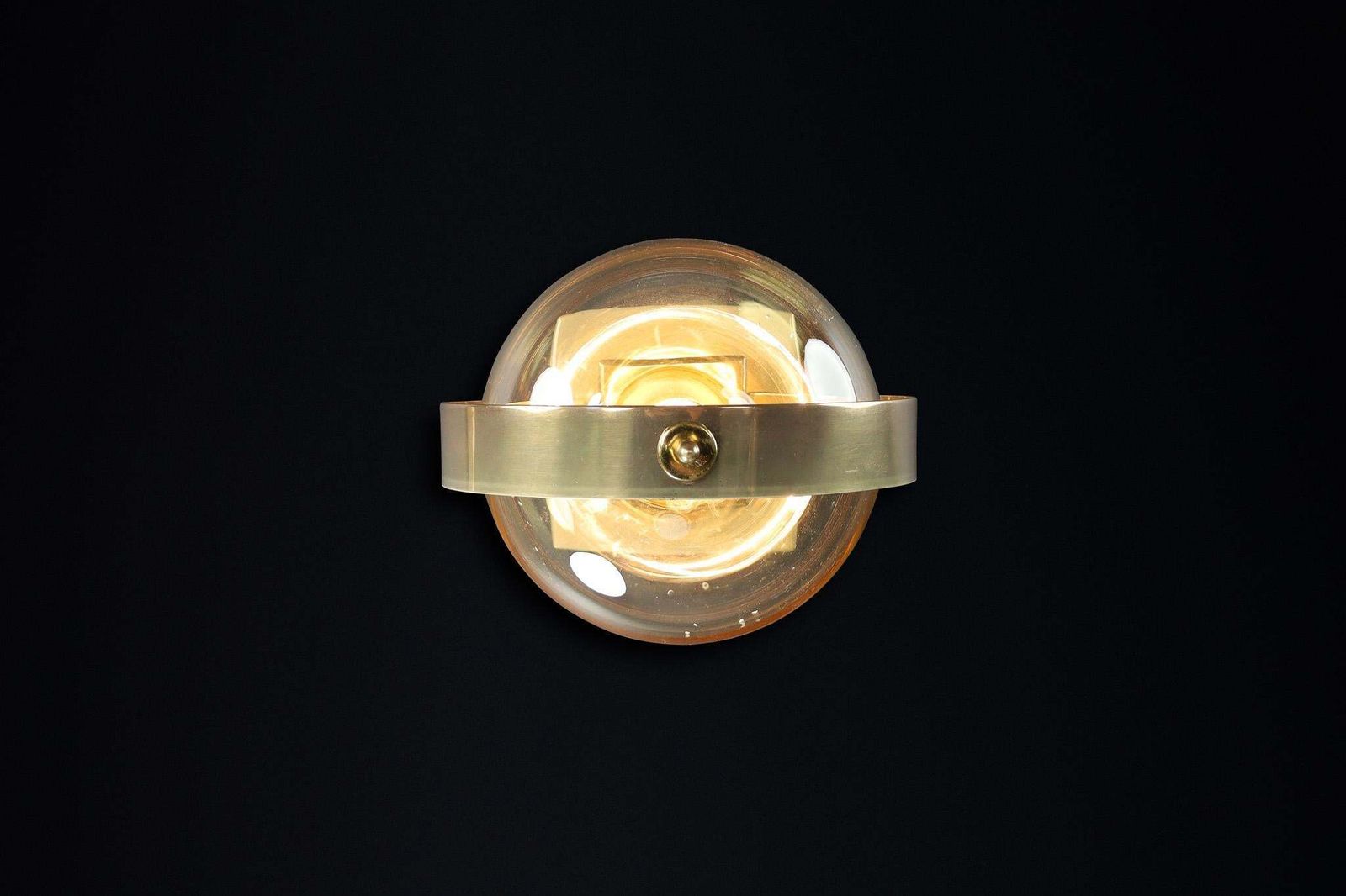 photo furniture Mid Century Modern Brass And Art Glass Sconce By Preciosa, Czech Rupublic 1950s