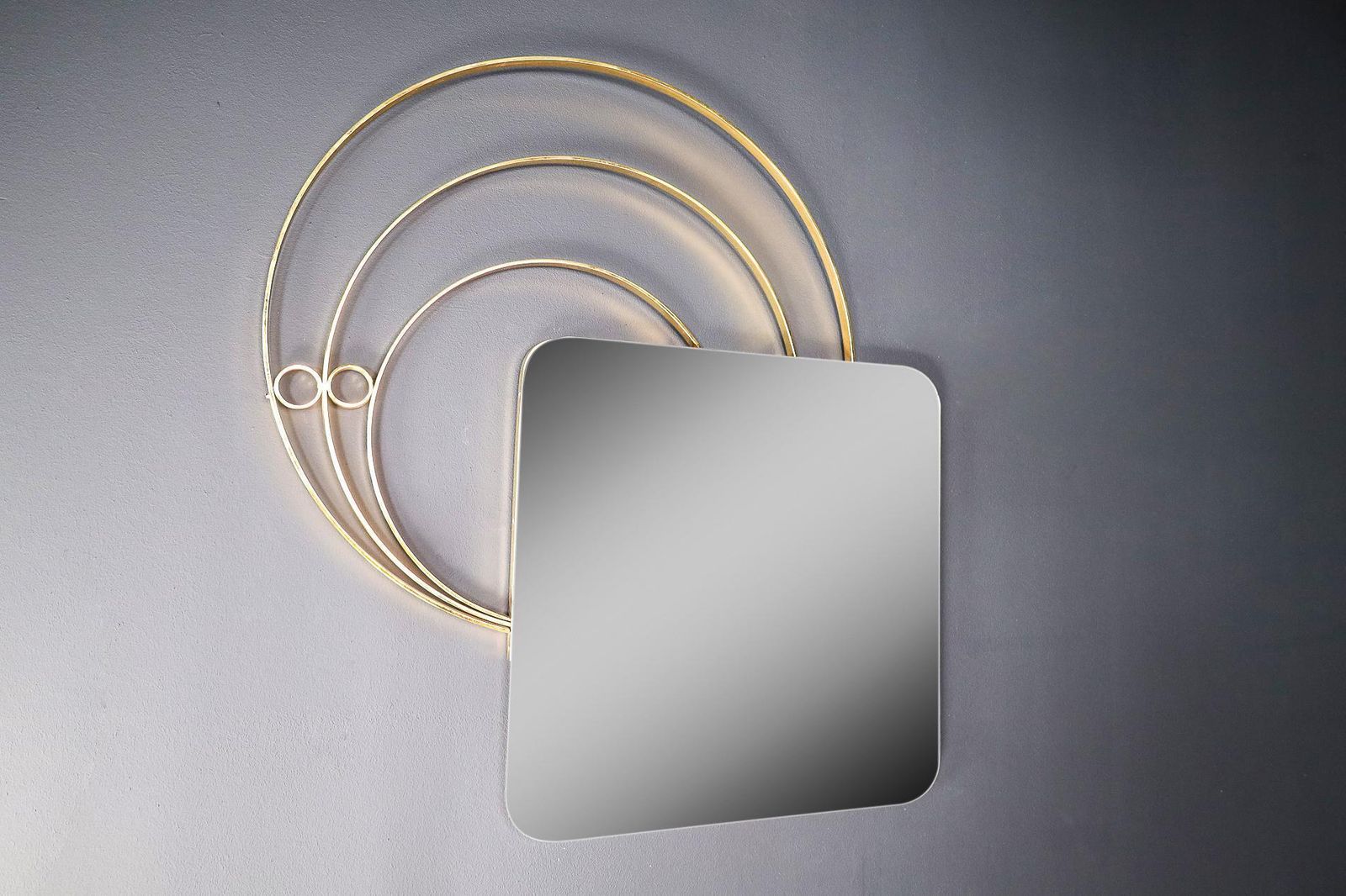 Large Italian Wall Mirror In Brass By Luciano Frigerio, Italy 1960s photo Home Decor