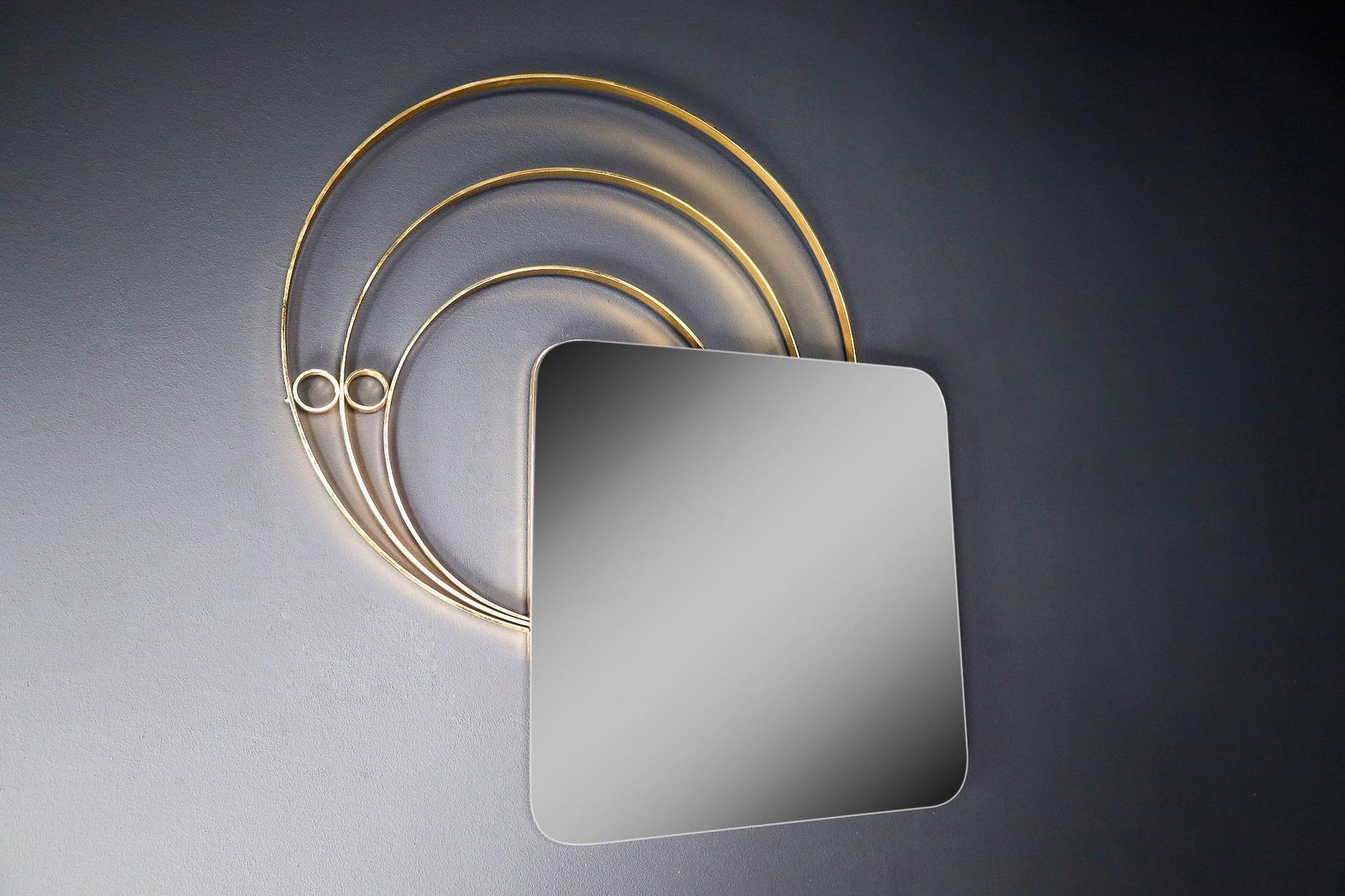 Home Decor Large Italian Wall Mirror In Brass By Luciano Frigerio, Italy 1960s photo