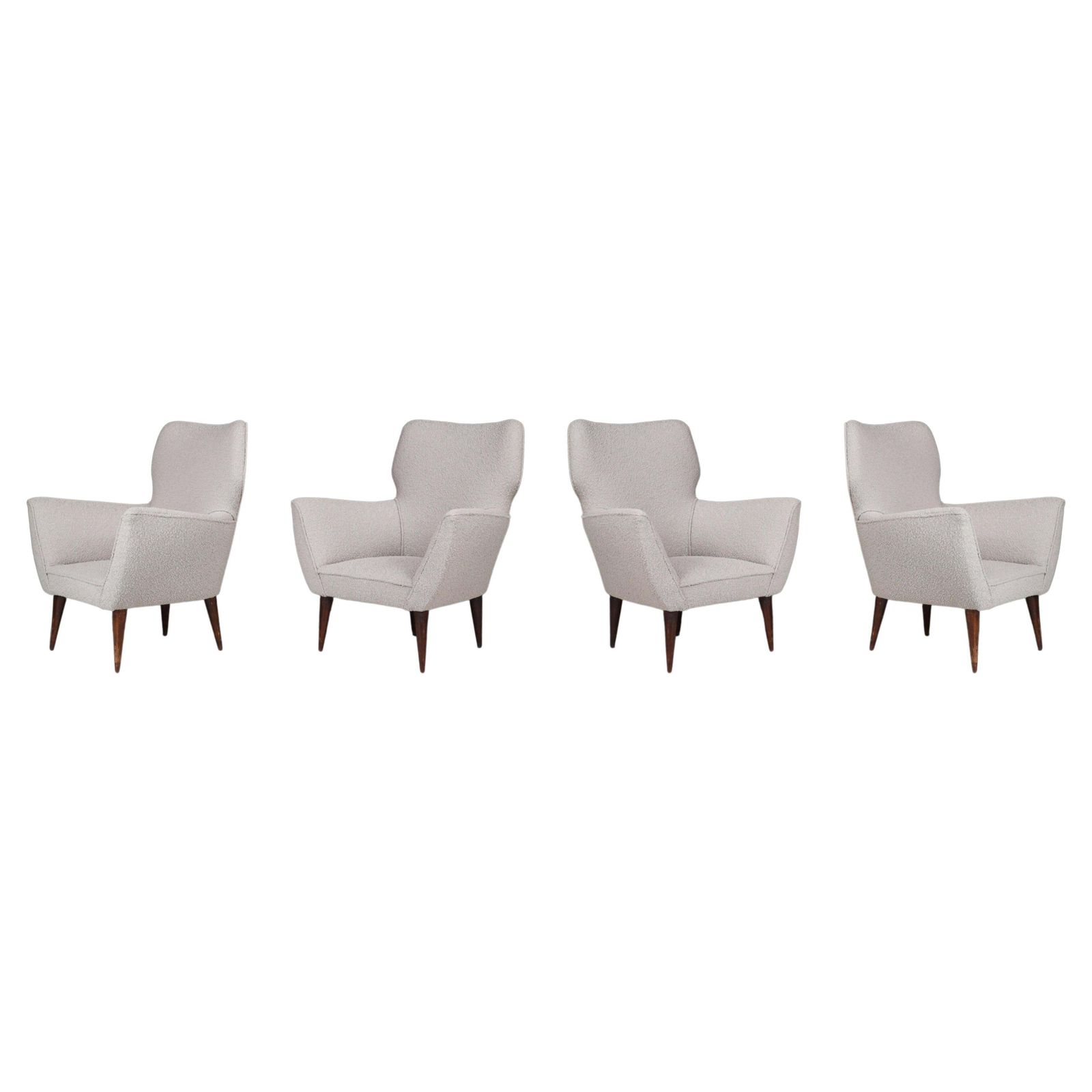 Armchairs With Tapered Wooden Legs In The Style Of Gio Ponti, Italy, In The 1950