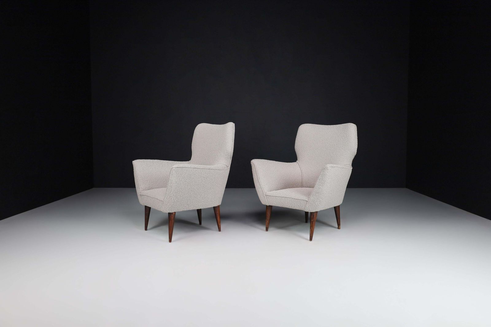 photo buy Armchairs With Tapered Wooden Legs In The Style Of Gio Ponti, Italy, In The 1950