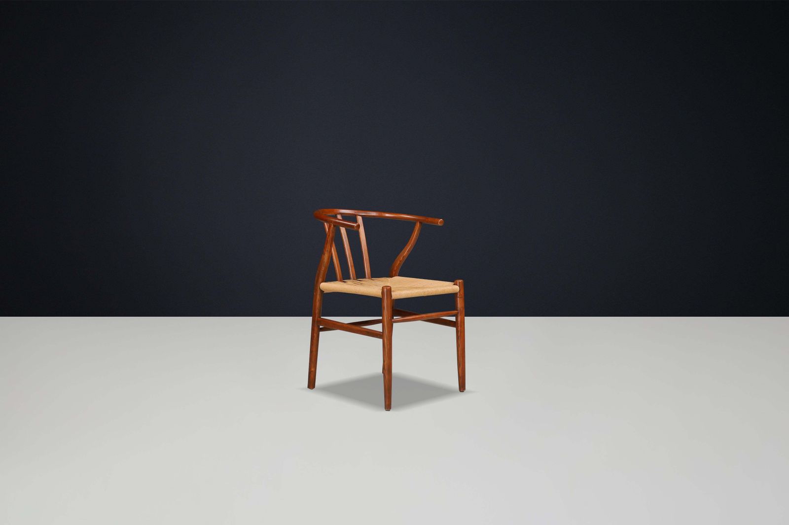 Wicker And Oak Armchairs In The Style Of Hans J. Wegner Wishbone Chair Denmark photo for sale