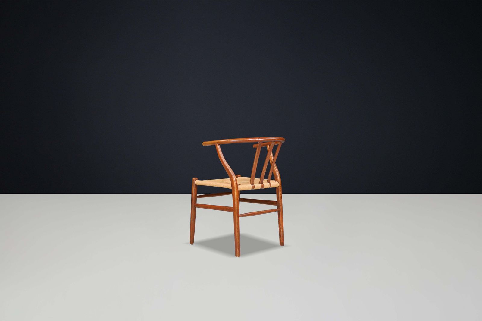 Wicker And Oak Armchairs In The Style Of Hans J. Wegner Wishbone Chair Denmark photo vinterior