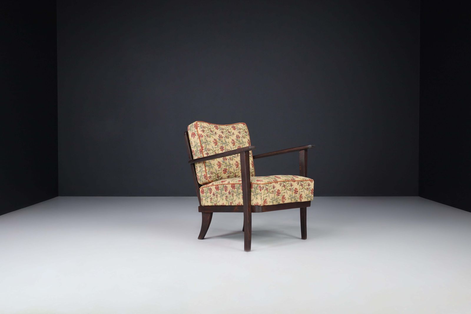 Armchairs With Floral Upholstery, France 1950s photo vintage