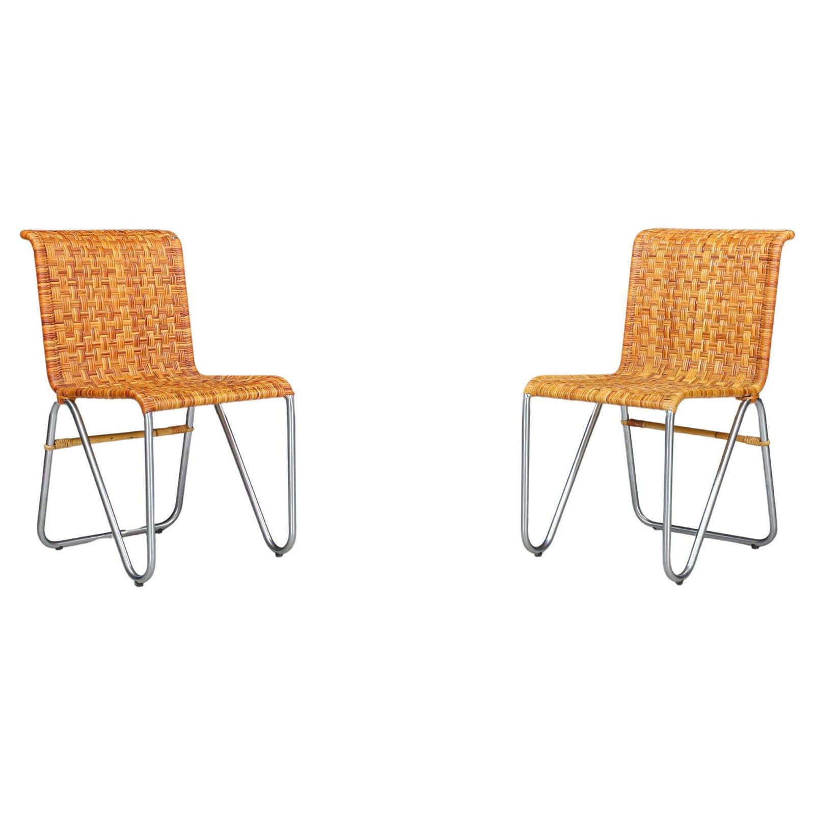 Bauhaus Diagonal Chairs By Willem Hendrik Gispen For Gispen, The Netherlands