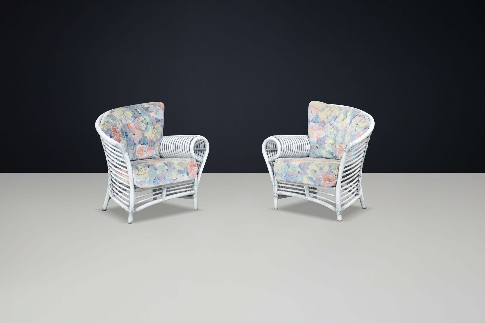 Pair Of Modern Rattan And Bamboo Lounge Chairs By Flechtatelier Schütz, Germany photo furniture