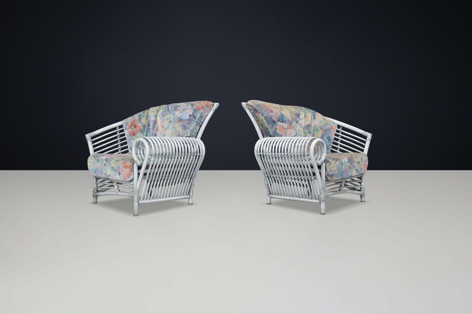 Pair Of Modern Rattan And Bamboo Lounge Chairs By Flechtatelier Schütz, Germany photo vinterior