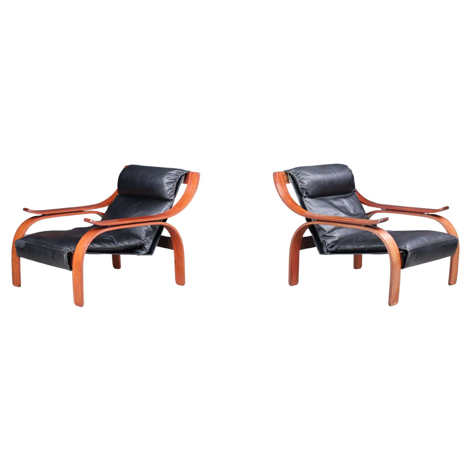 Pair Of 1962 Italian Mid Century Modern Lounge Chairs By Marco Zanuso For Arflex