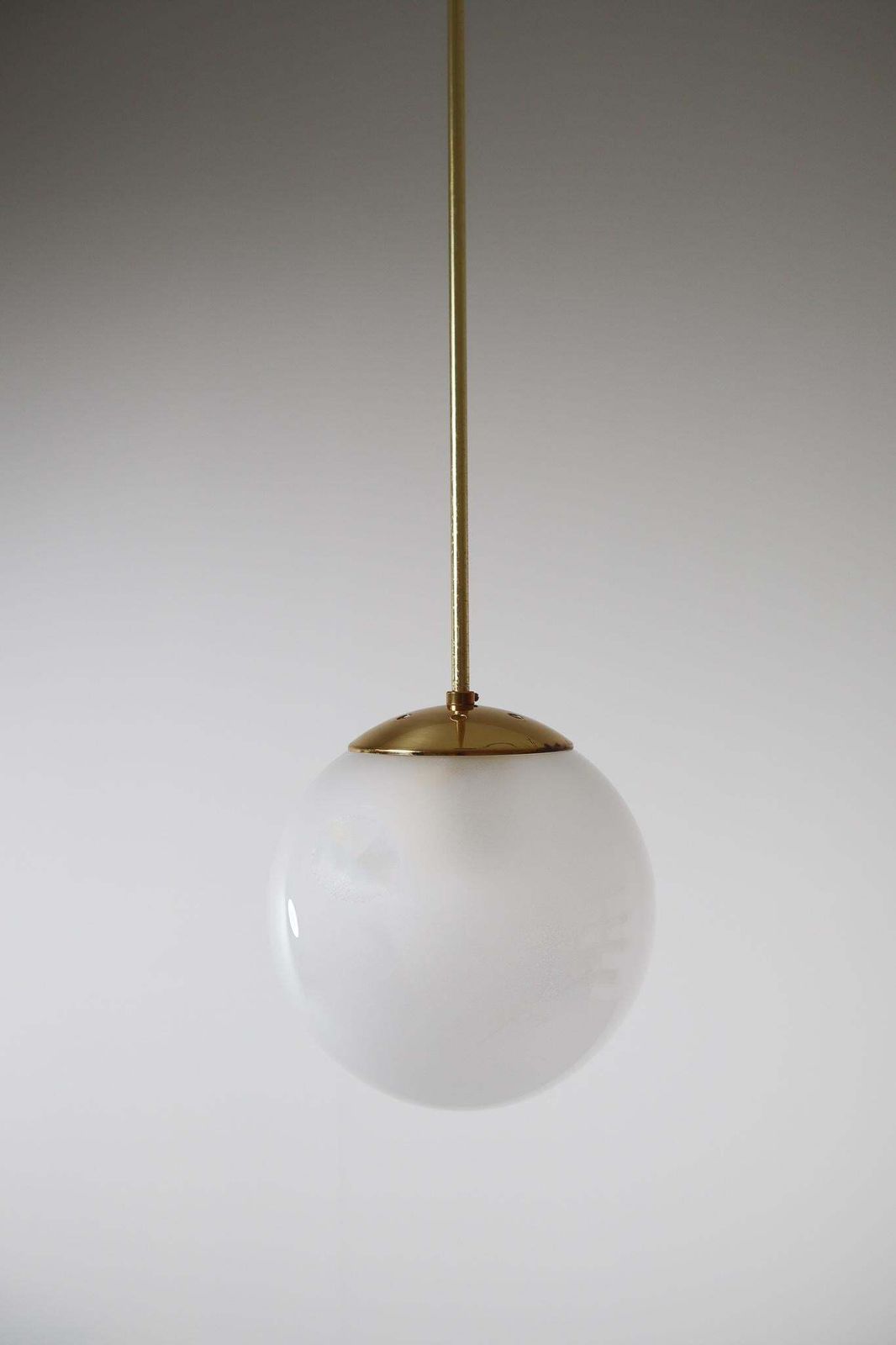 Brass Pendant With A Pearl White Hand Blown Globe By Preciosa Kamenický šenov photo vinterior