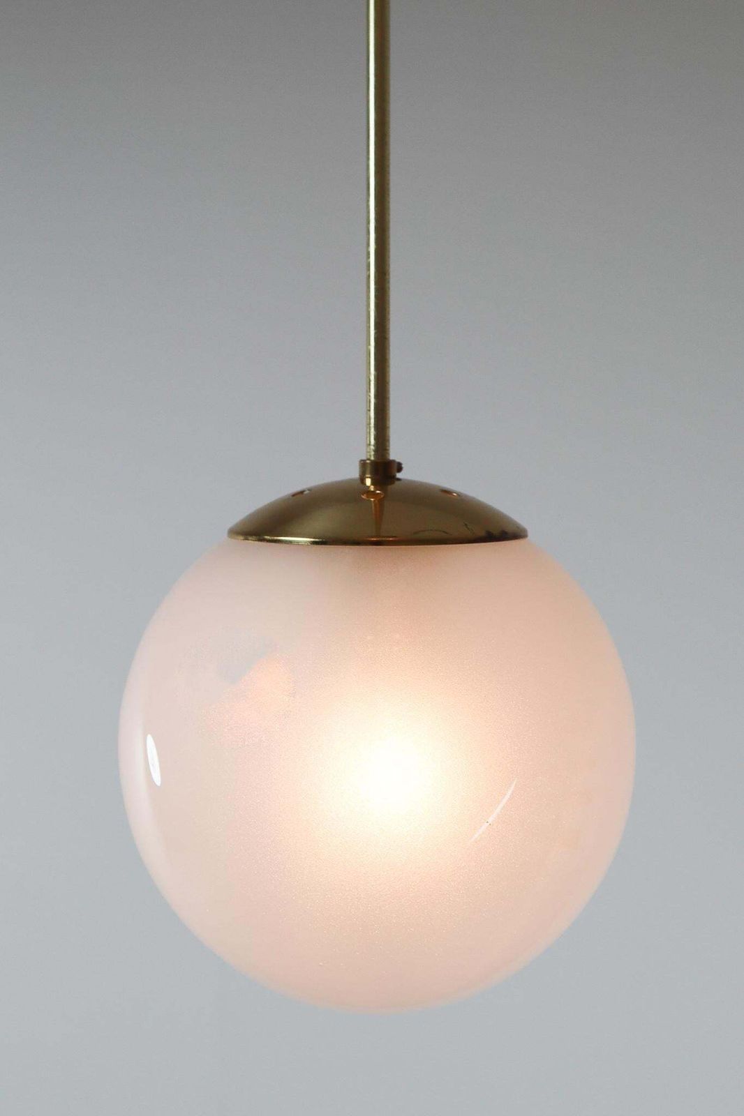 Brass Pendant With A Pearl White Hand Blown Globe By Preciosa Kamenický šenov photo buy