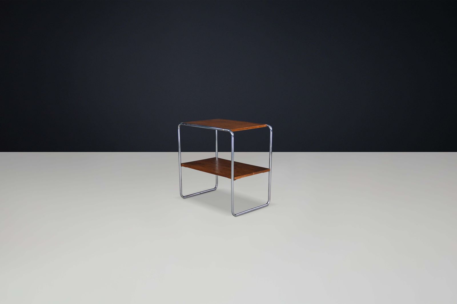 Bauhaus Tubular Steel Wood Console Table, Model B12 By Marcel Breuer For Thonet photo for sale