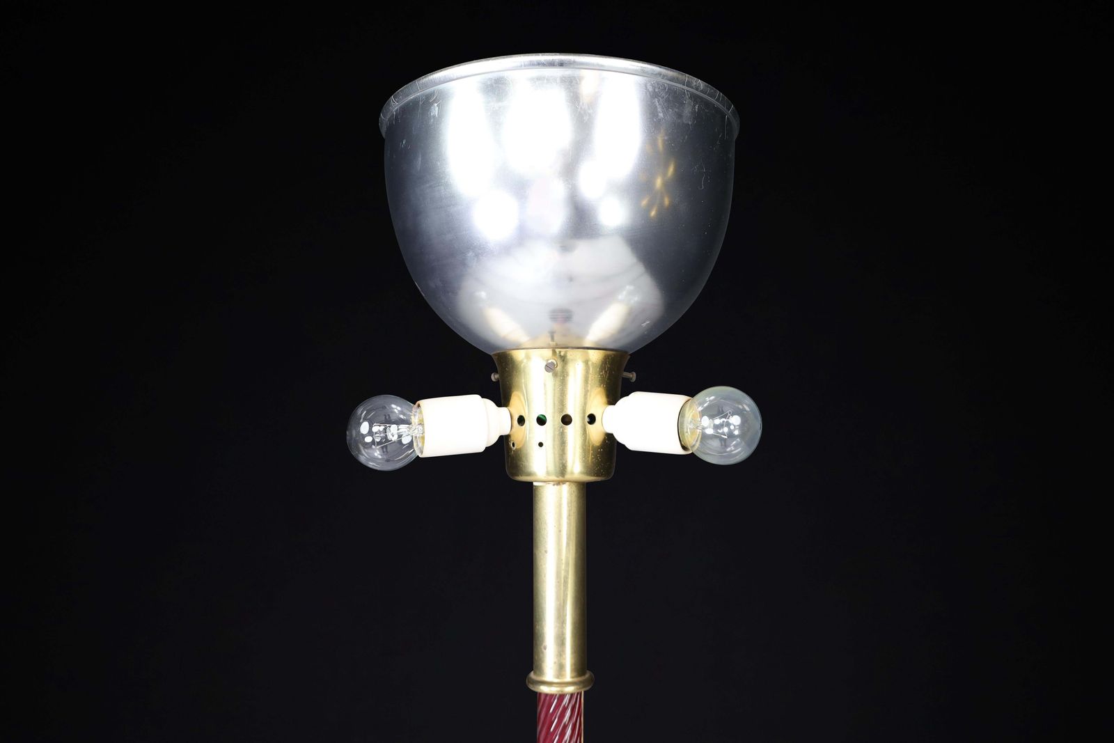 J.T. Kalmar Floor Lamp In Brass And Ruby Glass Rod, Austria, 1960s photo 2066.0