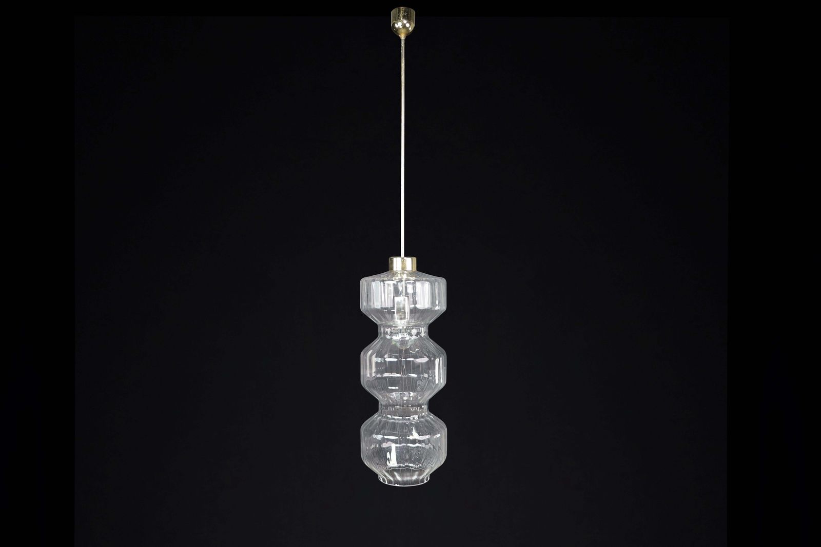 Mid Century Modern Glass And Brass Pendants, Bohemia, Czechoslovakia, 1970s photo for sale