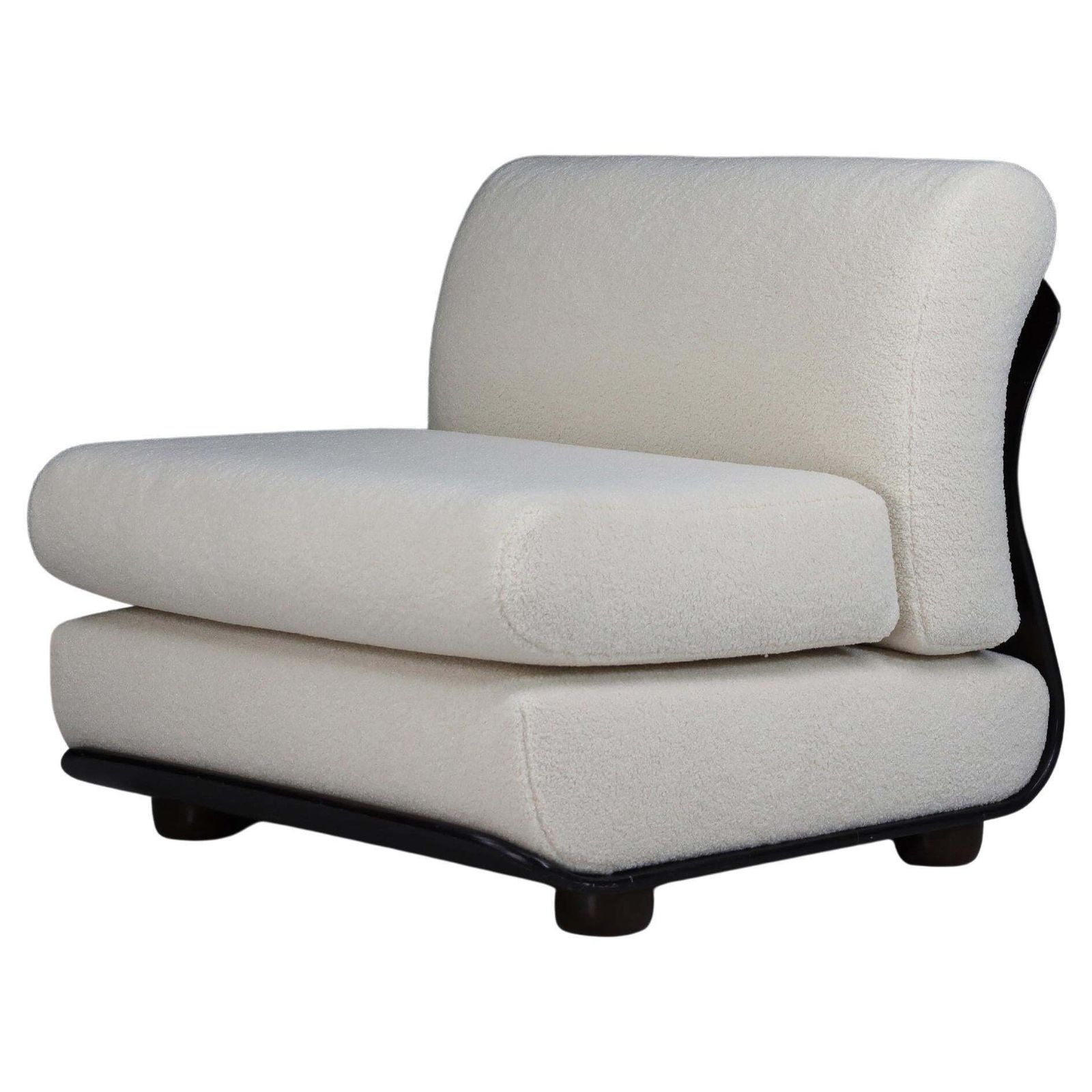 1970s Italian Lounge Chair With Bentwood Frame And New Bouclé Upholstery