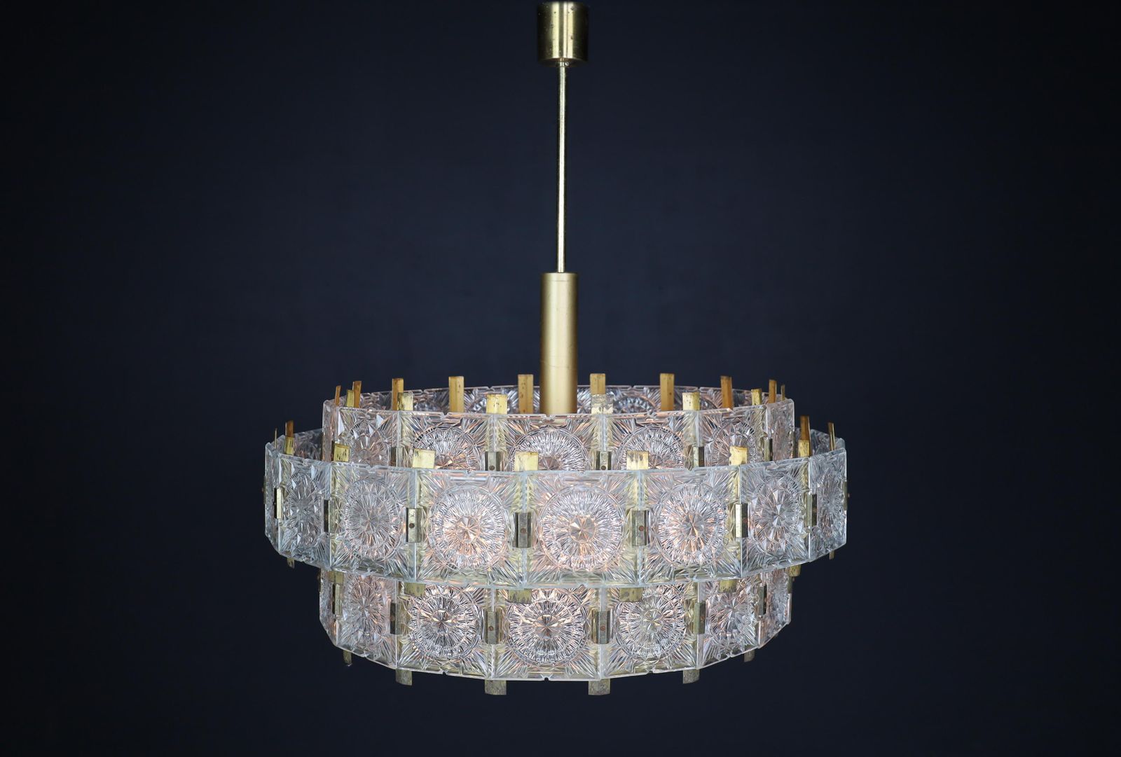 Large Extravagant Chandelier With Patinated Brass Fixture, Praque, 1960s photo buy