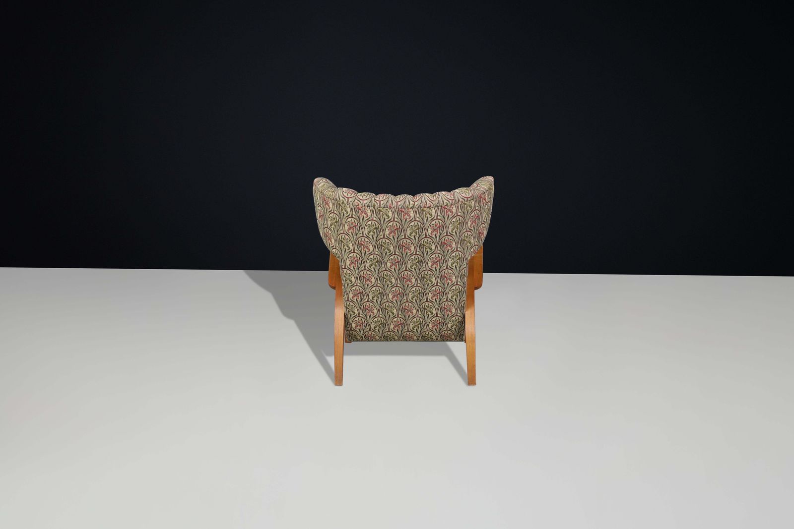 Jan Vanek Wingback Chair In Oak Bentwood And Original Upholstery – Prague, 1940s photo 2410.0