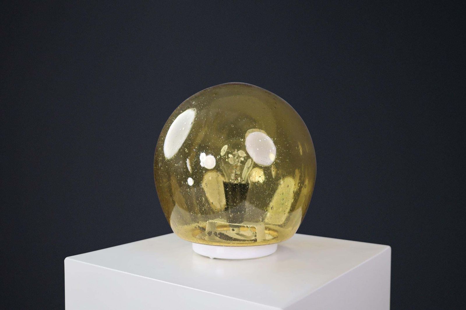 Mid Century Golden/Yellow Murano Glass Table Lamp, Italy 1970s photo for sale