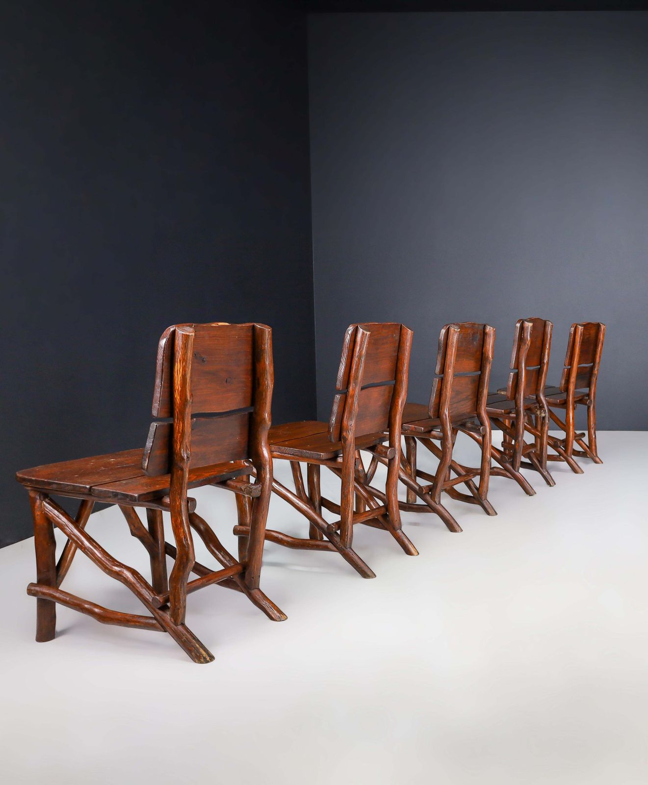 5088.0 Organic Pine Wood Dining Room Chairs Set Of Ten, France 1960s photo