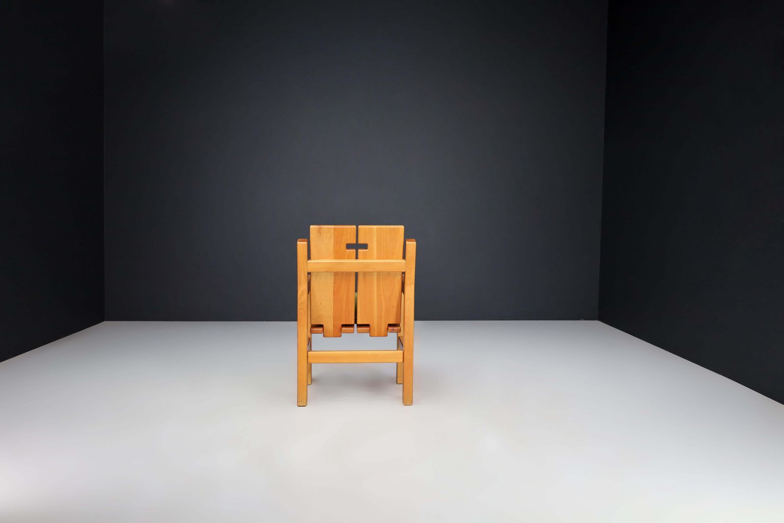 photo for sale Mid Century Modern Elm Armchairs With Green Velvet Upholstery, France 1970s